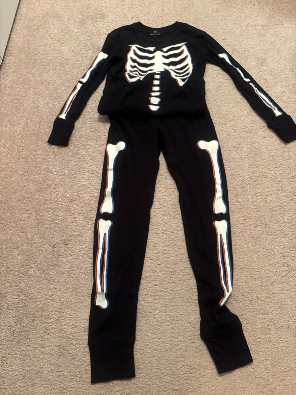 Gap Kids Skeleton Glow Pajamas Set Black Size 14 Halloween